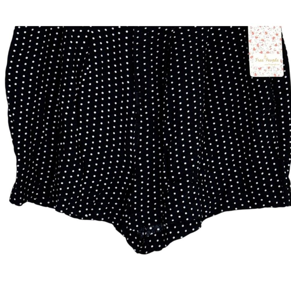 NWT Free People Magdalene High Waist Polka Dot Rayon Shorts Pocket 2 Black White - Picture 4 of 16